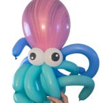 Colorful balloon octopus with large googly eyes.